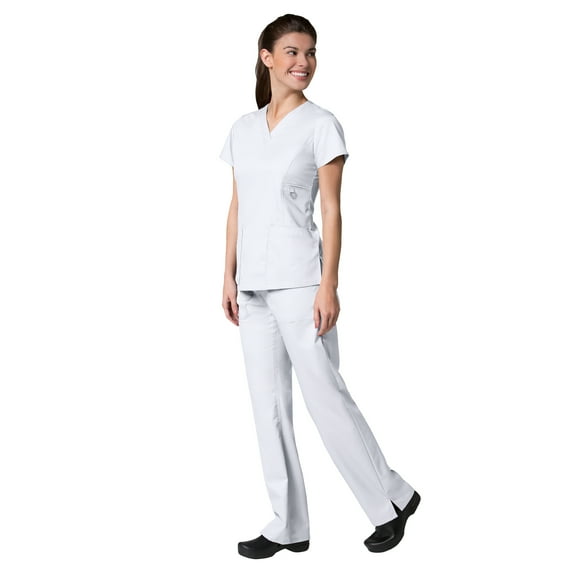 Maevn Eon Women's V-Neck Pocket Top & Full Elastic Zipper Pocket Cargo Pant Scrub Set