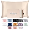 thumbnail image 1 of Funda de almohada de seda Blissy, 100% pura seda de morera, color champán, 1 of 8