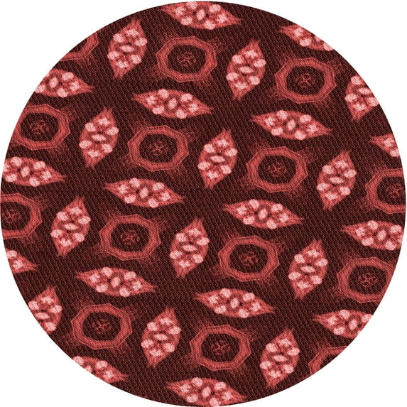 Ahgly Company Machine Washable Indoor Round Transitional Grapefruit Red Area Rugs, 6' Round