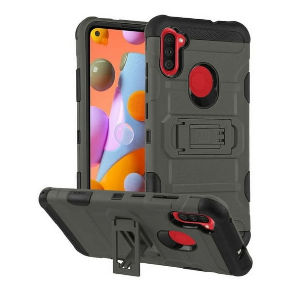 Samsung Galaxy A11 Phone Case Hybrid Impact Armor Rugged Rubber TPU Dual Layer Hard Shockproof with Kickstand Stand Protective Heavy Duty [Military-Grade] GRAY Cover For Samsung Galaxy A11 [2020]
