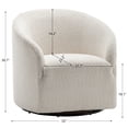 thumbnail image 5 of 32" Wide Modern Boucle Swivel Barrel Chair, No Assembly Round Upholstered Swivel Accent Armchair for Living Room, Bedroom, Office (White), 5 of 11