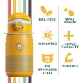 thumbnail image 3 of Cocosmile Striped Kids Stainless Steel Thermal Water Bottle with Carrying Lanyard, Vacuum-Insulated, BPA-Free, Durable Cup, 17 oz, Grey Green (With Straw), 3 of 8
