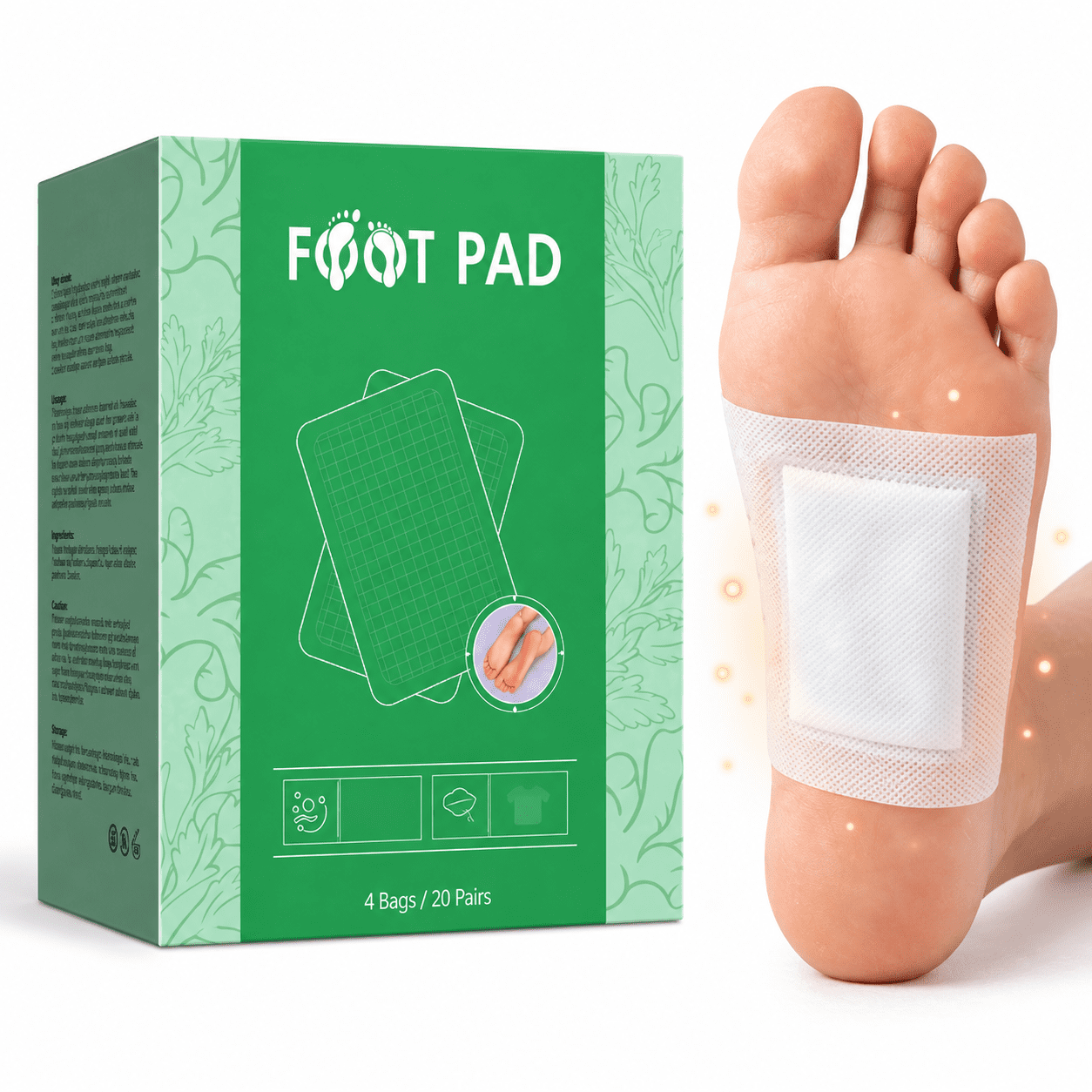 Ginger Overnight Foot Pads, Gentle Surface Skin Soothing Patches for Evening Relaxation, 40 Pcs