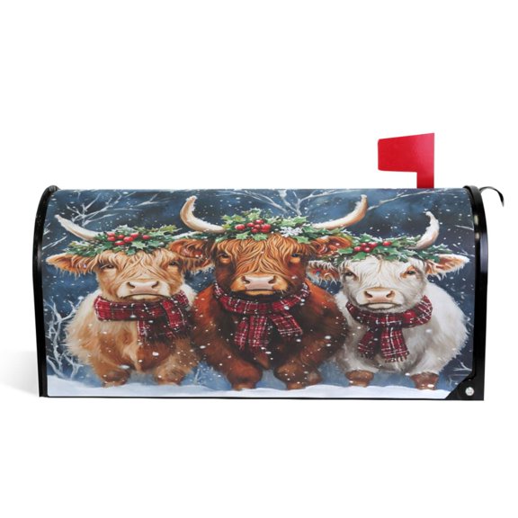 Ryvnso Mailbox Cover Highland Cattle Magnetic Mailbox Wrap Standard Size 21x18 Inch