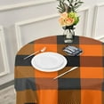 thumbnail image 6 of 60 Inch Round Tablecloth - Orange Black Buffalo Plaid Waterproof Washable Fabric Table Cloth Lace Table Cover Tabletops for Dining, Kitchen, Wedding and Parties House Decor, 6 of 7