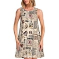 thumbnail image 1 of Balery Abstract Coffee Vestidos de verano para mujer con estampado: vestido holgado sin mangas, vestido playero informal y cómodo para días calurosos., 1 of 7