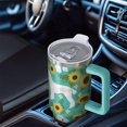 thumbnail image 6 of OBREWU White Poodle Dog and Sunflowers Tumbler with Handle and Lid,White Poodle Dog and Sunflowers 40oz Double Wall Vacuum Insulated Tumbler,Cups Gift for Women and Men, 6 of 7