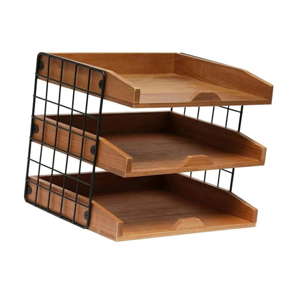 pitrice Desktop Organizer Wood Inbox Tray And Paper Tray Sorter Holder Shelf Enhancing Home Office Space Jewelry. Sticky Notes