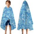 thumbnail image 3 of Blue White Tie Dye Swirl Pattern Hooded Bath Towel，50"x30" for Ages 3 To 12 Kids, Quick Dry Lightweight Soft Microfiber Hood Beach Towel Cover Up for Kids, 3 of 7