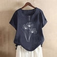 thumbnail image 1 of Babysbule Hauts pour Femmes en Liquidation Mode Femme Col Rond Manches Courtes Blouse T-Shirt Imprimé Hauts Amples, 1 of 4