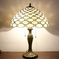 thumbnail image 2 of Tiffany Table Lamp Crystal Pear Bead Stained Glass Colorful Shade Reading Light W16H24 Inch Tall S005 LAMPS Parent Friend Kid Living Room Bedroom Study Coffee Bar Antique Art Craft Gift, 2 of 6