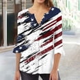 thumbnail image 2 of Kvture 4th of July Tops for Women Henley V Neck Button 3/4 Sleeve Blouse Independence Day Patriotic T Shirts Summer A White Tees XL, 2 of 5
