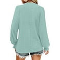thumbnail image 3 of hxobax Long Sleeve Eyelet Tops T Shirts for Womens Casual Solid V Neck Ruffle Pullover Tunic Blouse, 3 of 5
