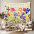 thumbnail image 2 of Yellow Plaid Tulip Large Tapestry for Bedroom Wall Hanging Tapestry,Spring Floral Watercolor Botanical Ceiling Backdrop Tapestries Poster Blanket Wall Decor for Teens Room Living Room Dorm 86" x 104", 2 of 8