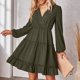 thumbnail image 1 of Vestido midi fluido NikouMX con encaje cuello en V manga larga, 1 of 6