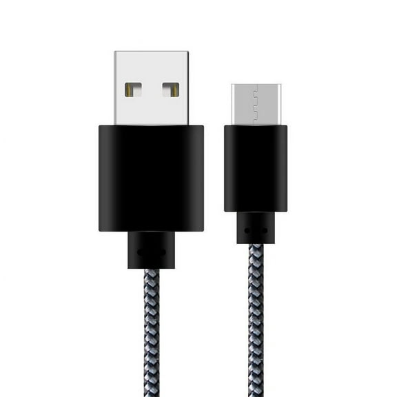 Fabric Braided USB-C Type-C Charger Charging Cable for Samsung Galaxy S21  5G, A32 5G, M02s, A12, M21s,S20 FE,S10e, S10 5G, A70 A50 A40 A30, M20, A8s, A6s, A9 (2018), Note 9, A8 Star (Black)