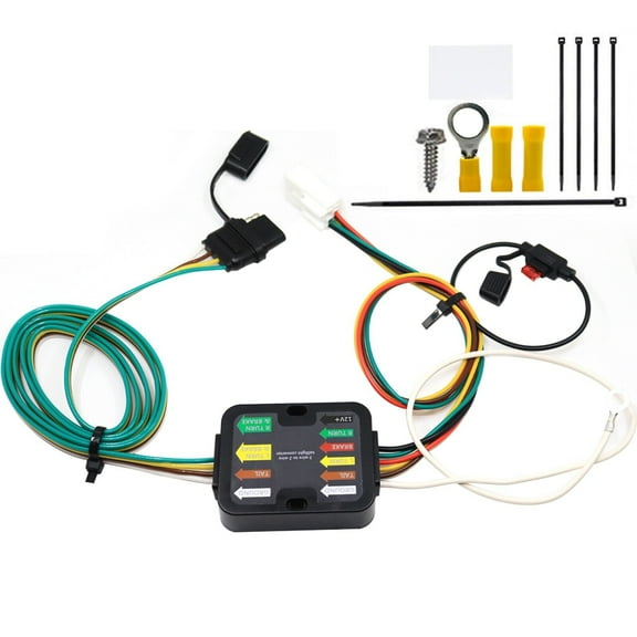 Vehicle Wiring Harness Kit with 4-Pole Flat Trailer Connector for Select Subaru