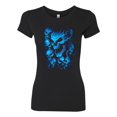 thumbnail image 2 of 3D Blue Skulls Trendy | Womens Fashion Junior Fit Tee, Black, Small, 2 of 4