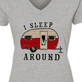 thumbnail image 4 of Inktastic I Sleep Around Stylish Camper Women's V-Neck T-Shirt, 4 of 5
