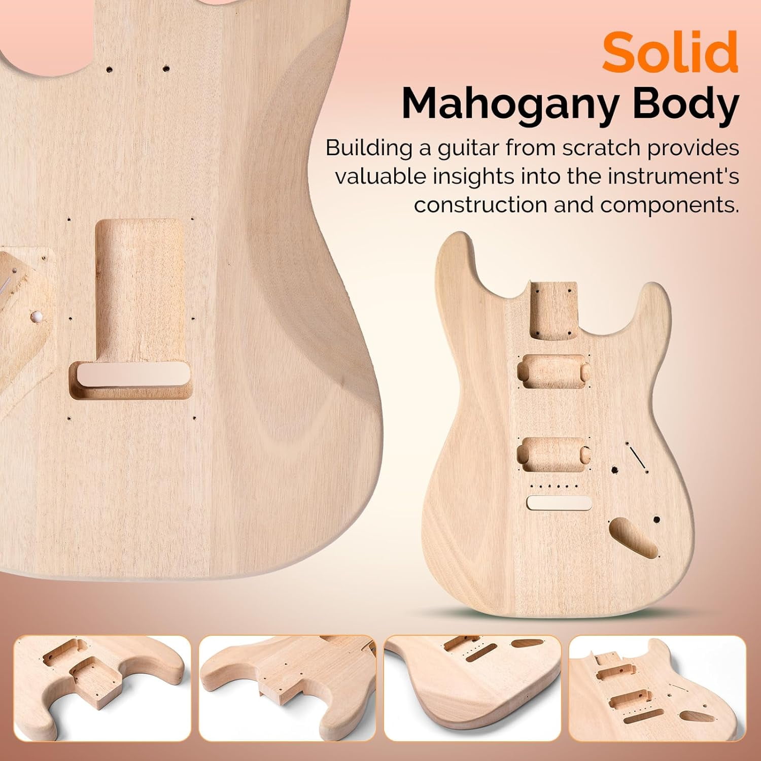 Glarry DIY Electric Guitar Kit, 6 Strings Guitar Kit with Mahogany Wood Body Maple Neck for Beginner, All Components Included Build Your Own Guitar (Burning Fire)