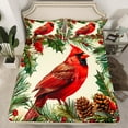 thumbnail image 2 of Manfei Xmas Cardinal Bird Full Size Sheets,Red Berry Bed Sheets,Autumn Pine Cone Sheet Sets For Girl Teens,Breathable Home Decor,4-Piece, 2 of 7