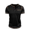 thumbnail image 7 of Dwelliawo Men’s Henley Shirts Henley Short Sleeve Shirt Casual Loose Clothing Sport Big and Tall Tees Button Down Collared Shirts with Pocket Black 2XL, 7 of 7