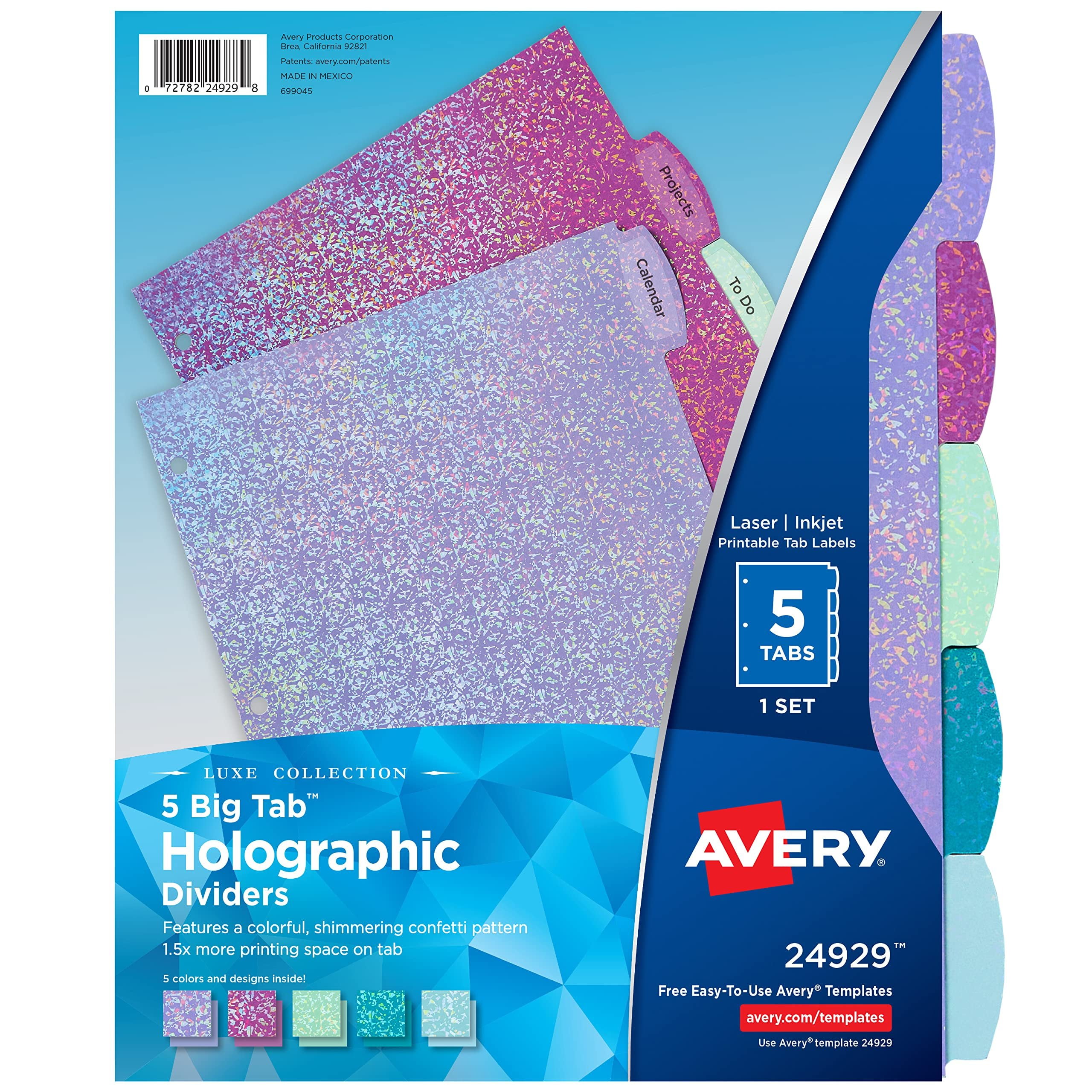 Avery 8-Tab Plastic Dividers Pack for Subject Binders with Pockets