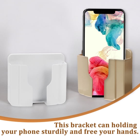 ibasenice 2 Pcs Easy Install Wall Mounted Phone Holder PC White Simple
