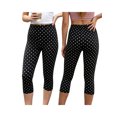 thumbnail image 2 of LMLYSoH Women's Capris Leggings Fashion Casual Dot Print Elastic Waist Slim Fit Cropped Pants, 2 of 9