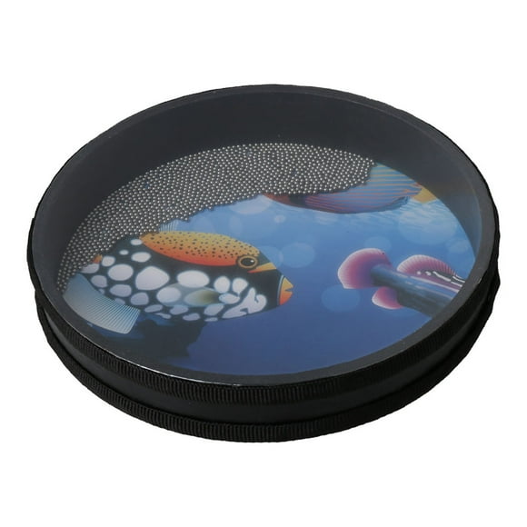 BQLZR Wave Bead Ocean Drum Percussion Instrument with Fish Patton 10 inch