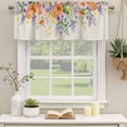 thumbnail image 2 of 2 Pack Valances for Window, Pink Orange Flowers Short Curtains for Kitchen Bedroom Living Room, Spring Floral Farmhouse Botanical Rustic Rod Pocket Small Window Treatment Valance Drapes 42 x 18 Inch, 2 of 8