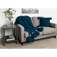 thumbnail image 5 of Kate and Laurel Tassey Large Ribbed Knit Throw Pillow Cover with Tassels, 18 x 18, Dark Teal, 5 of 5