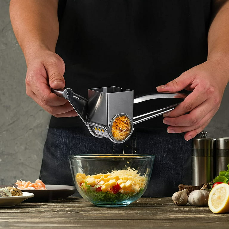 Casewin Multipurpose Rotary Cheese Grater with 1 Stainless Steel Handheld  Drums for Parmesan, Cheddar, Mozzerella, Vegetables and More, Ergonomic