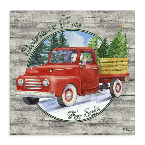 Stupell Industries Farmhouse Christmas Tree Truck Canvas Art, 24 x 24, by Paul Brent