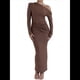 thumbnail image 1 of Vestido de Mujer Otoño Invierno Francés Larga Ajustado Maxi Vestido Formal para Mujer Marrón M, 1 of 7