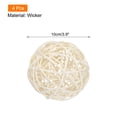 thumbnail image 2 of Unique Bargains 4 Pcs Wicker Rattan Balls 3.9 Inch Rattan Decorative Balls for Vase Fillers Craft Home Decor White, 2 of 5