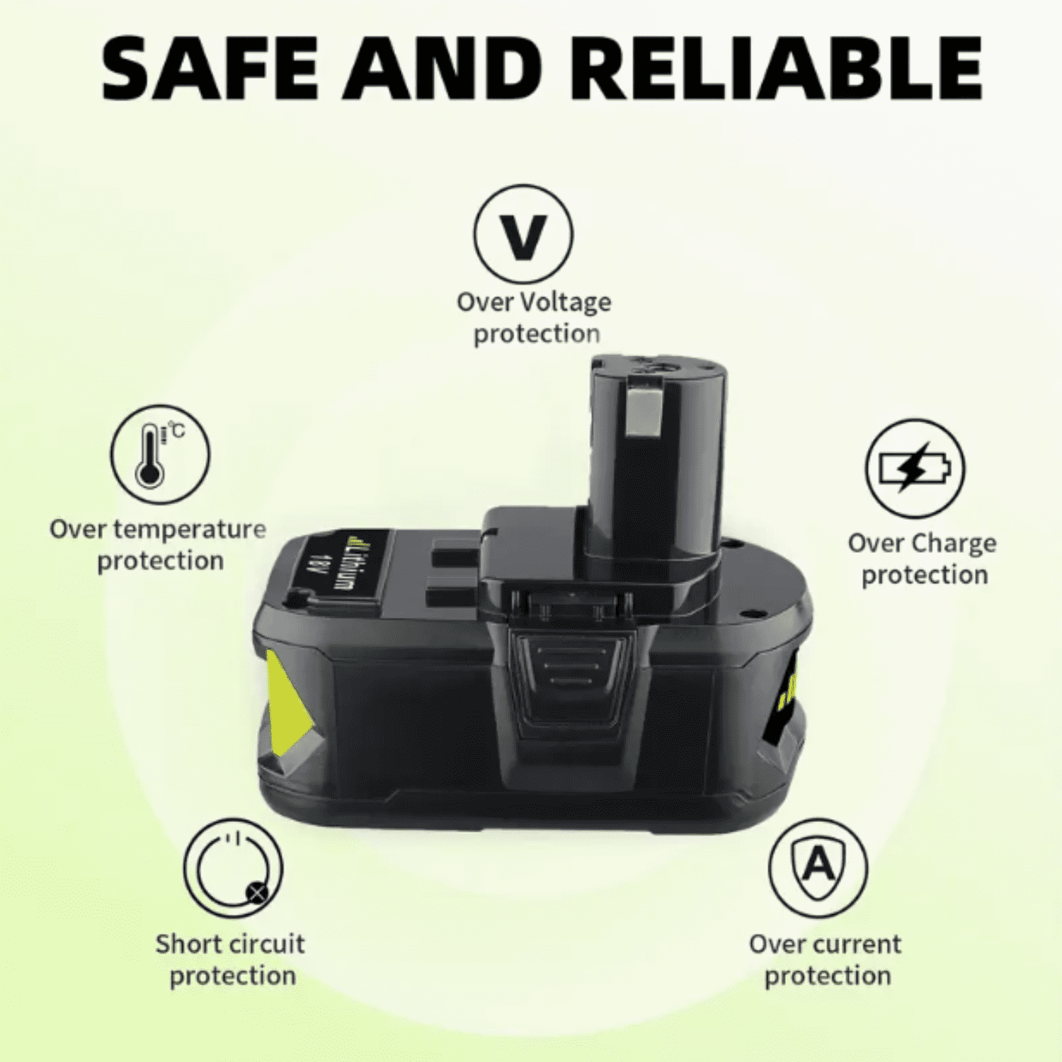 P108 18V 5.0Ah Battery Replacement for Ryobi 18V Li-ion Battery P104 P108 P102 P103 P105 P107 P109 P122 BPL-1815 with LED Indicator Compatible with Ryobi 18V Cordless Power Tool