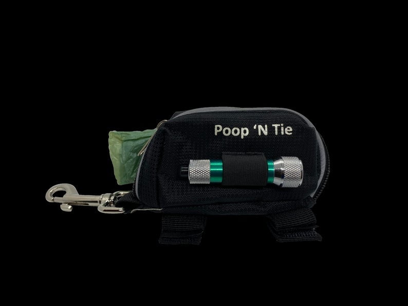 Poop 'N Tie Fabric Waste Bag Dispenser With 2 Rolls Black