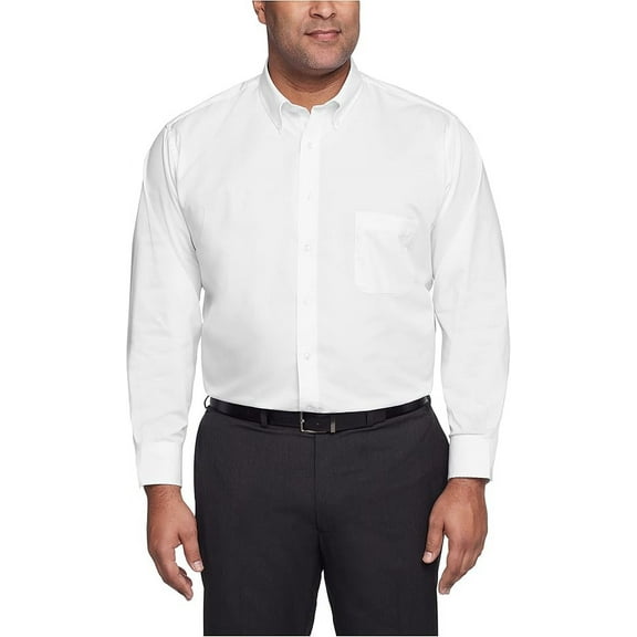 IZOD WHITE Men's Big & Tall Stretch Solid L/S Shirt, US 19 34/35