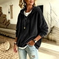 thumbnail image 6 of Women's Loose Fit Long Sleeve Hooded Velvet Knit Sweatshirt Top Soft Casual Pullover Streetwear Outfits | CSEONE,Black S, 6 of 9