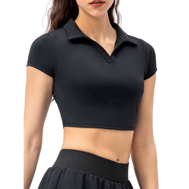 T-shirt de Sport pour Femmes, Hauts Courts à Manches Courtes, Chandails Ajustés pour la Course, le Tennis, le Golf et l'Entraînement