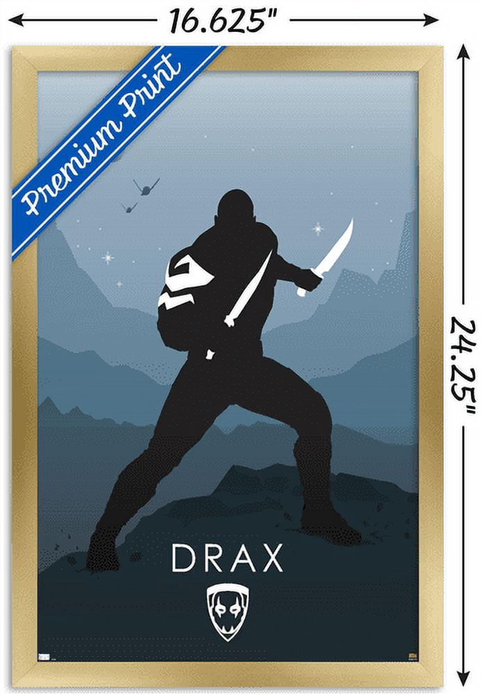 Marvel Heroic Silhouette - Drax Wall Poster, 14.725" x 22.375", Framed