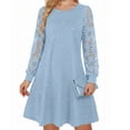 thumbnail image 2 of IFNWSV Robes Décontractées pour Femmes, Robe Évasée à Manches Courtes en Dentelle à Paillettes Style Mode Décontracté pour Usage Quotidien Fête Extérieur Vacances, Robes d'Été pour Femmes Bleu Pâle S, 2 of 7