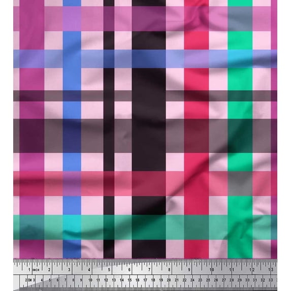 Soimoi Cotton Jersey Fabric Check Check Print Sewing Fabric Yard 58 Inch Wide