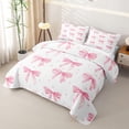 thumbnail image 3 of Manfei Pink Polka Dots Quilt Full For Girls,Watercolor Coquette Bow Print Full Bedspread Sets For Kids,3 Pieces, 3 of 7