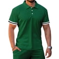 thumbnail image 2 of SWSMCLT Men's Short Tracksuit Summer Short Sleeve Drawstring 2 Piece Outfit Active Sweatsuit Shorts Set Cotton Dark Green Small, 2 of 4