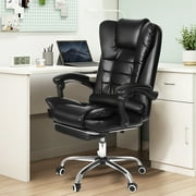 90°~135° Reclining High Back Office Chair,Big and Tall PU Leather Massage Executive Office Chair , Adjustable Ergonomic Vibrating Massage Swivel Task Chair with Footrest