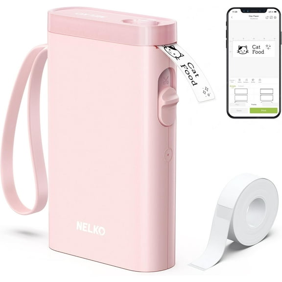 FLEXYVA P21 Label Maker Machine with Tape, Bluetooth Label Printer Thermal Mini Label Maker with Built-in Cutter and Multiple Templates，Portable Printers Easy to Use in School, Office, and Home-Pink.