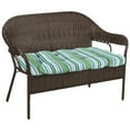 thumbnail image 3 of Jordan Manufacturing 44" x 18" Clique Fresco Blue Stripe Rectangular Tufted Contoured Outdoor Wicker Settee Bench Cushion, 3 of 12