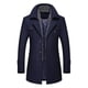 thumbnail image 1 of Abrigo de mezcla de lana para hombre con bufanda desmontable o cuello interior, abrigo de botonadura sencilla, gabardina cálida de invierno, 1 of 5